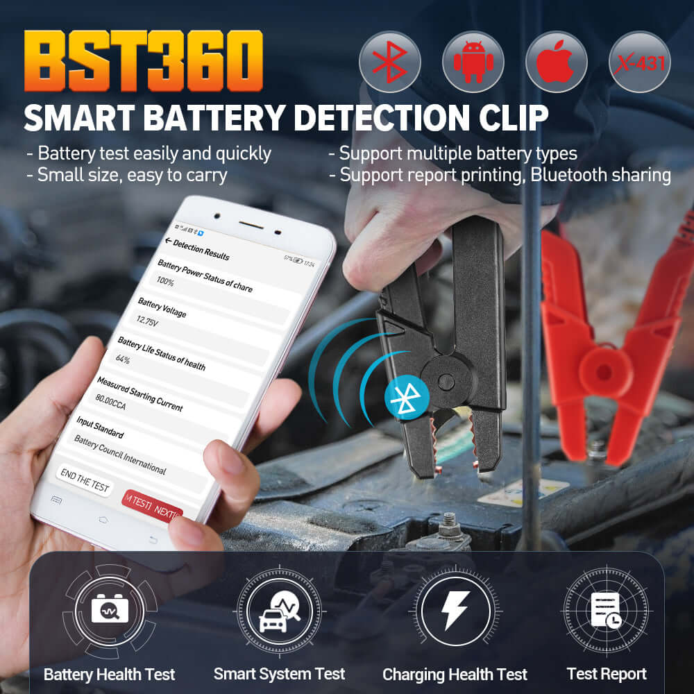 Launch BST360 6V and 12V battery tester in use