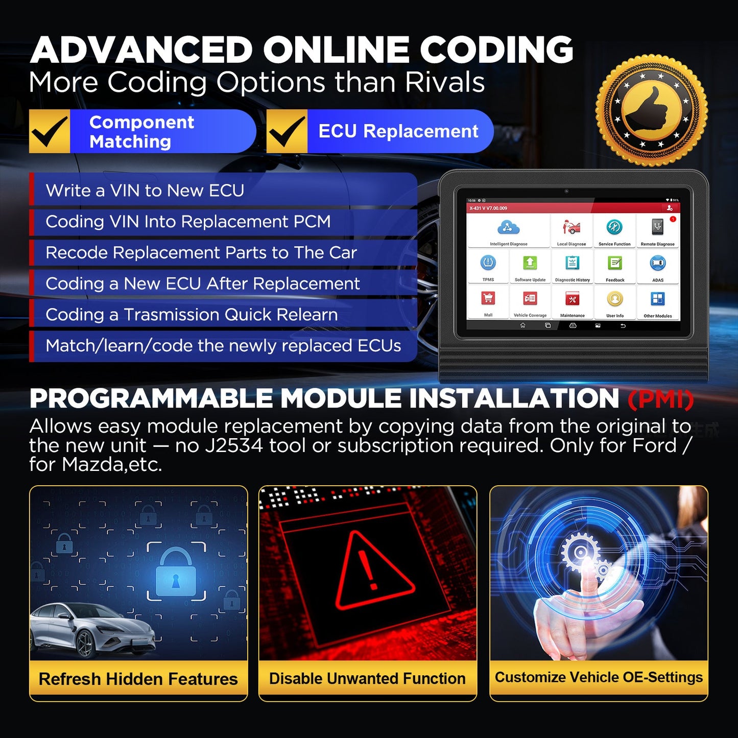 Launch X431 PRO V5.0 diagnostic menu screen