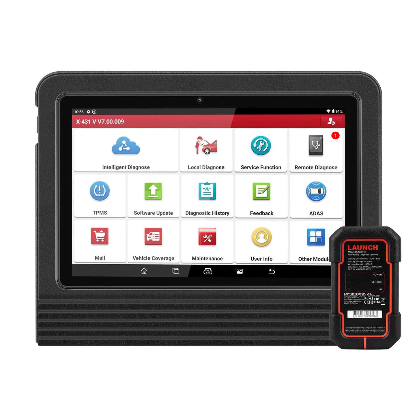 Launch X431 PRO V5.0 diagnostic tablet with DBScar VII wireless connector