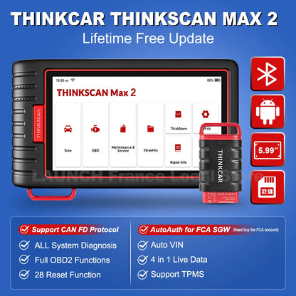 THINKCAR ThinkTool Max 2 priežiūros funkcijų sąrašas