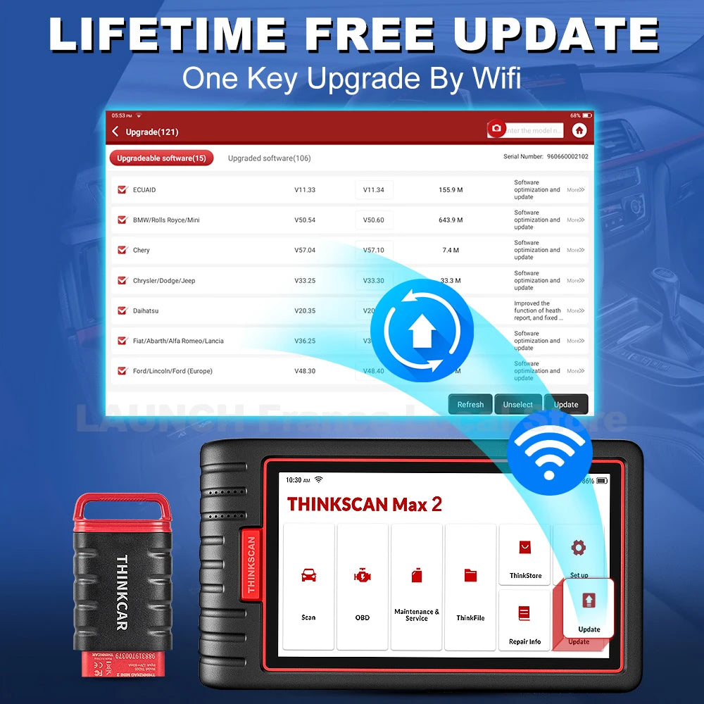 THINKCAR ThinkTool Max 2 ekranas su ECU kodavimu