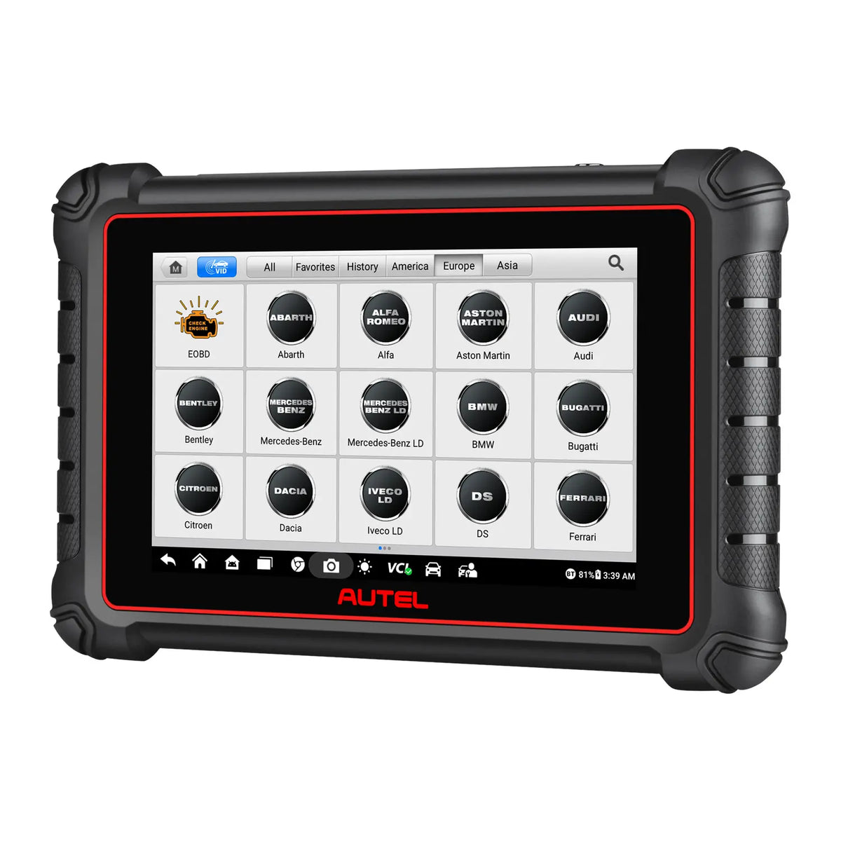 Autel MaxiPRO MP900BT vehicle make selection screen