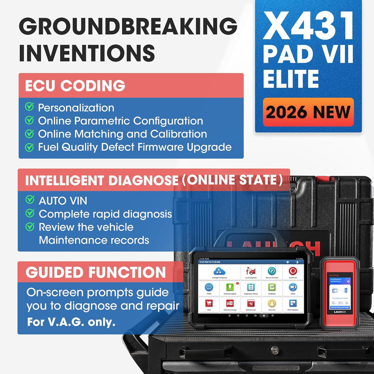 Launch X431 PAD VII Elite tablet front view