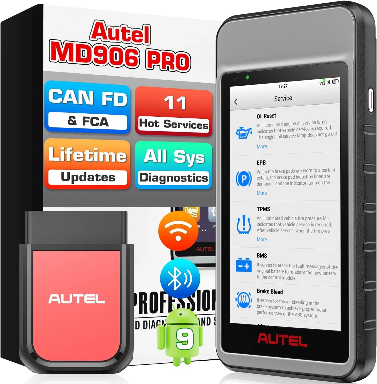 Autel MaxiDiag MD906 PRO diagnostikos prietaisas su belaidžiu VCI moduliu