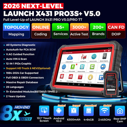 Launch PRO3S+ V5.0 ekranas su topologijos schema
